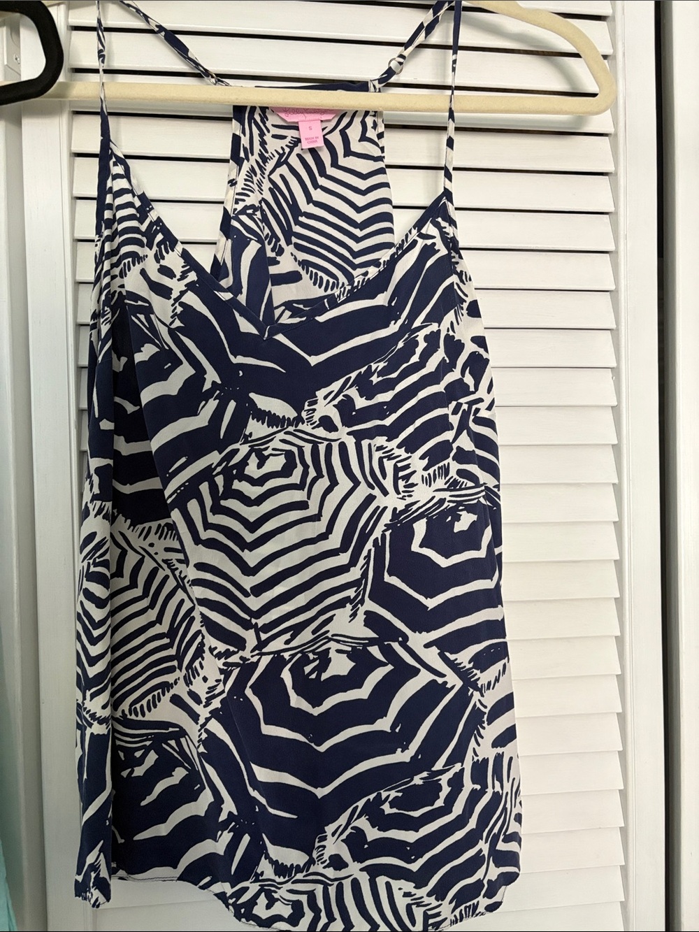 Lilly Pulitzer Navy and Cream Zebra-Print Blouse